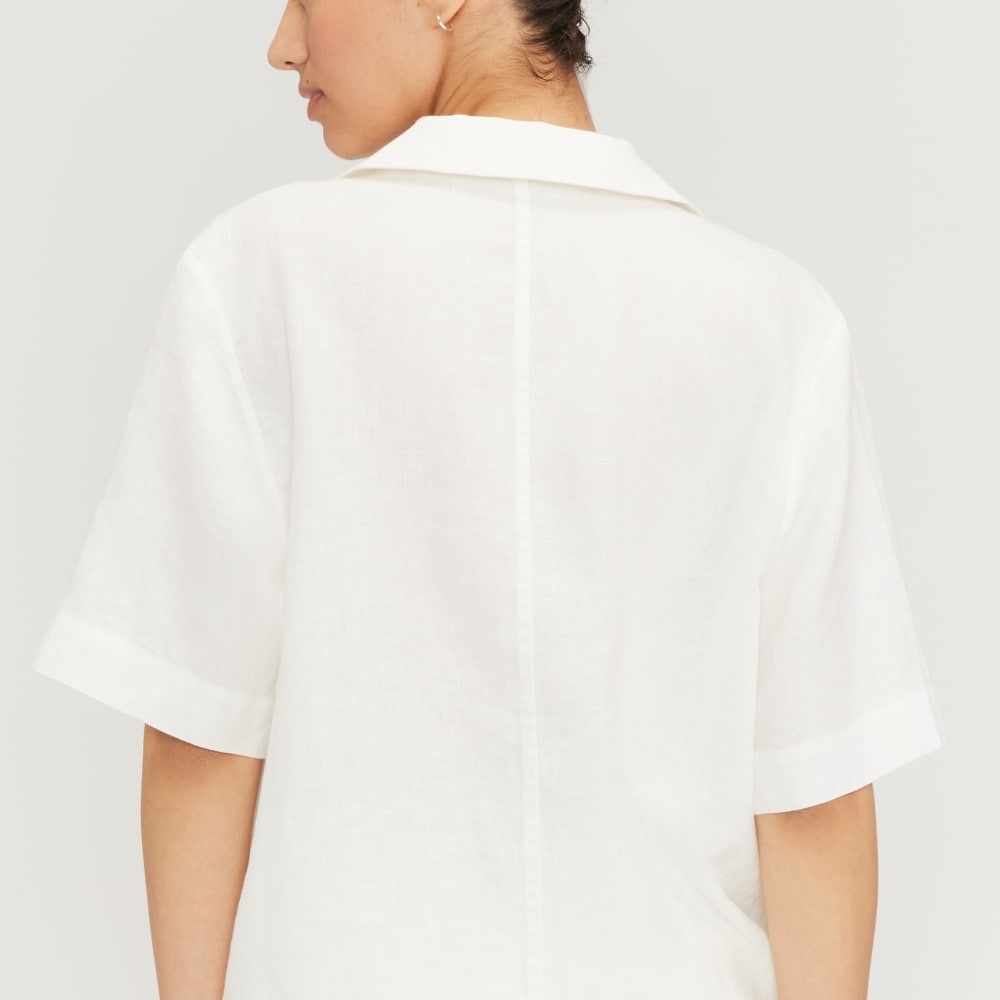 Everlane 100% Linen Camp Collar White Button Down Shirt, size XS - Picture 2 of 7